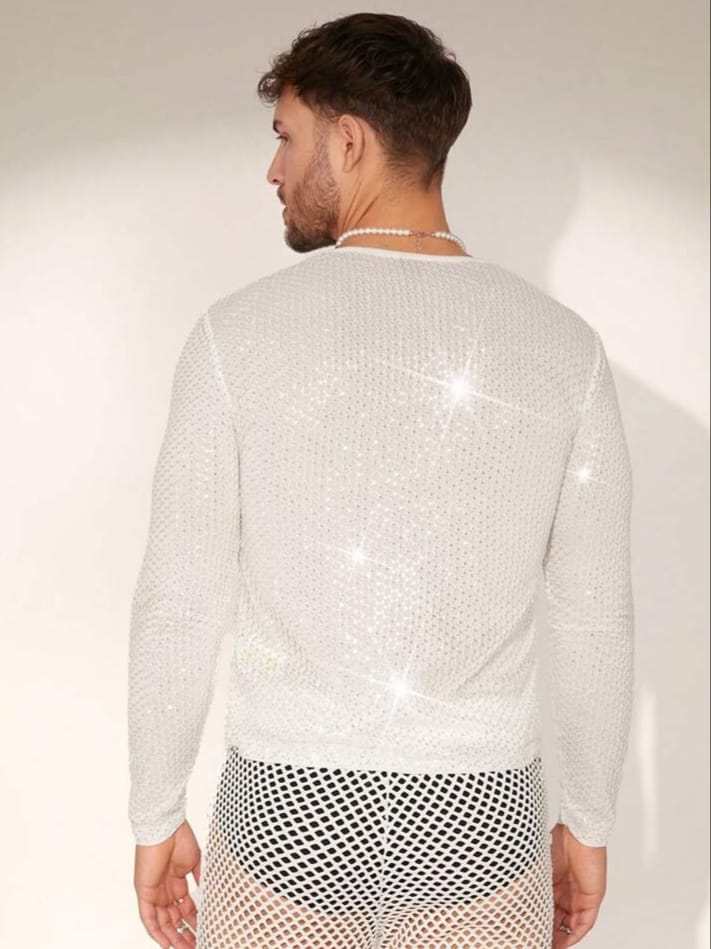 Bonga Boys Men's Mesh-Lined Patch Round Collar Long Sleeve T-Shirt